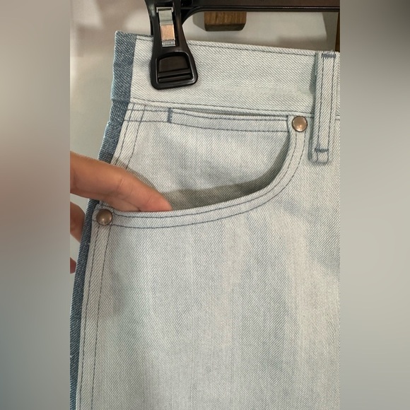 NWT Rag & Bone Two Tone Double Blue Denim Jean Moss Skirt 26 - Picture 9 of 15